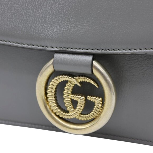 Gucci  GG Ring Leather Shoulder Bag Light Grey 589474 - Picture 10 of 15